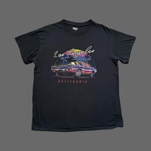 Brisco Brands Retro Los Angeles Muscle Car Graphic Tee SS Black Size Large GUC
